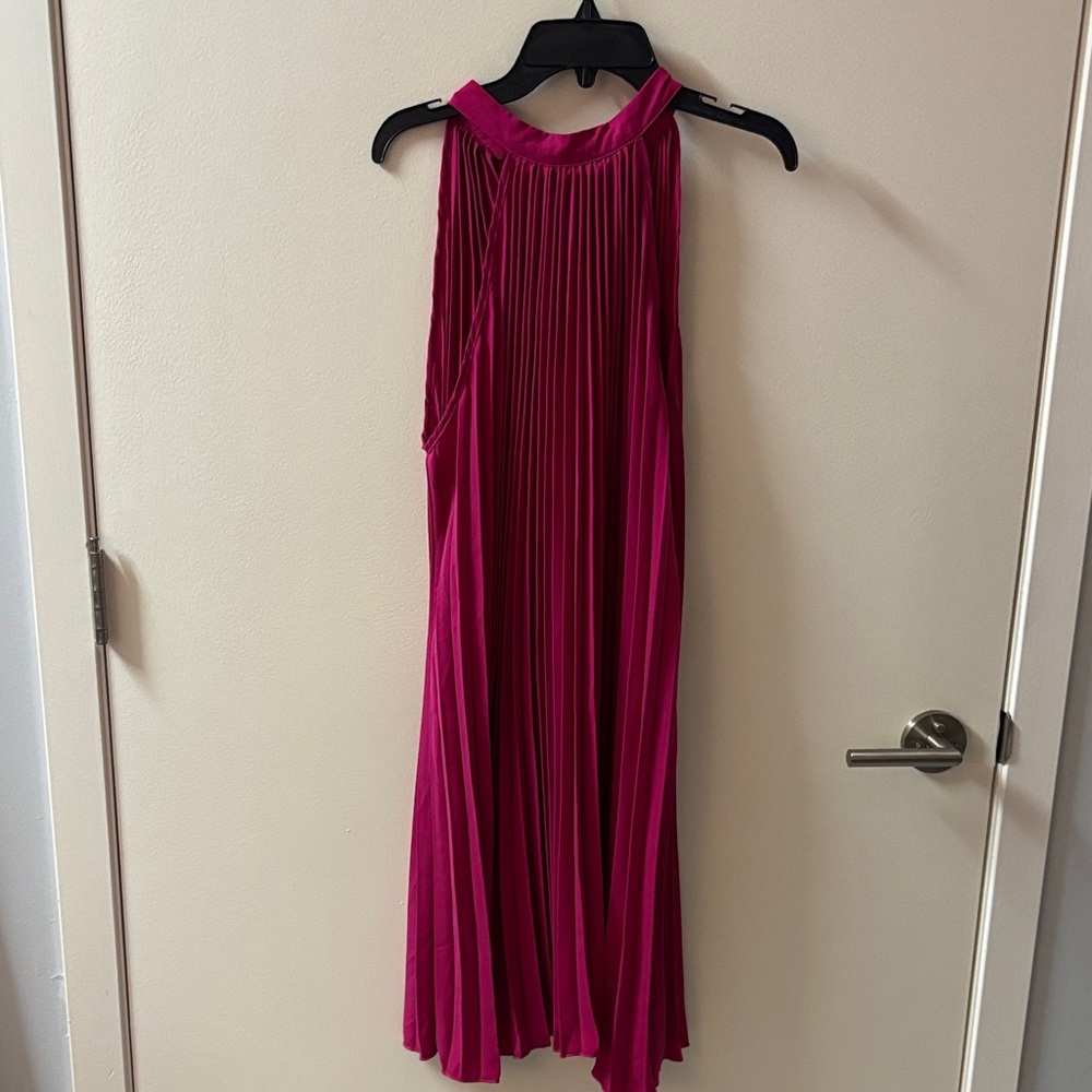 Pink/Magenta Pleated Tea Length Dress - XL